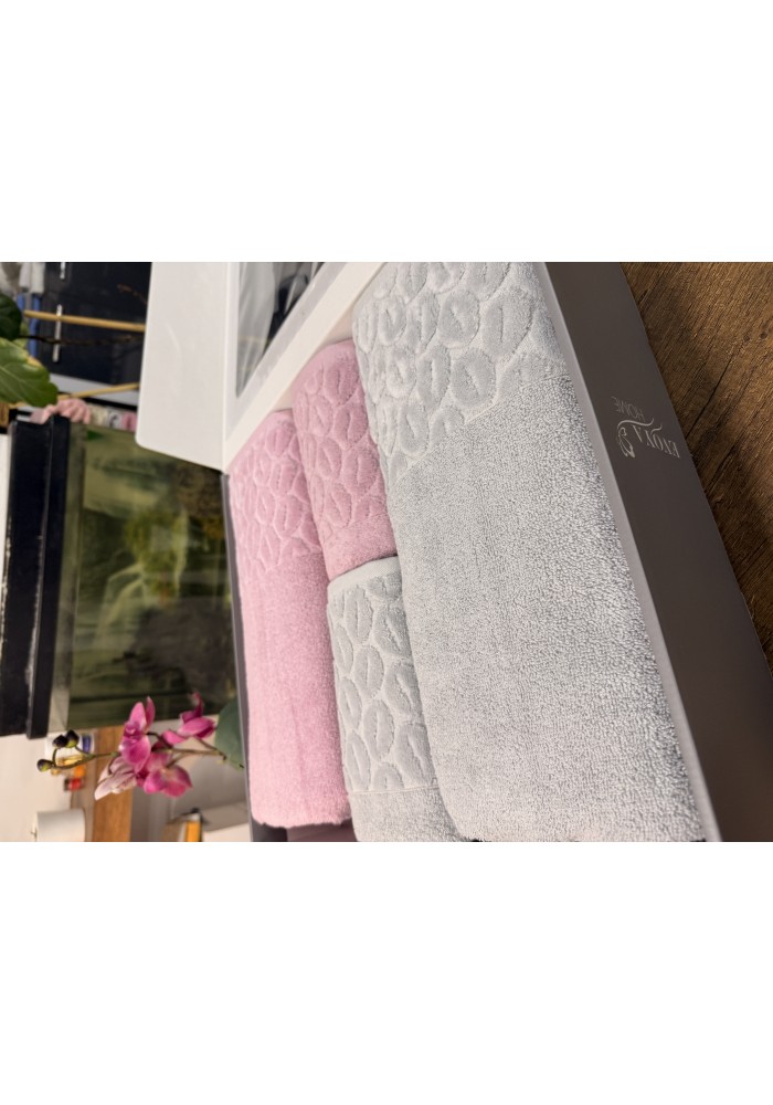 KISMİ KADİFE HAMAM TAKIMI BADEM DESEN %100 PAMUK 50-90 2 ADET+90-150 2 ADET 2